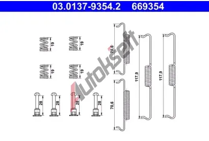 ATE Sada p��slu�enstv� parkovac�ch brzdov�ch �elist� AT 669354, 03.0137-9354.2
