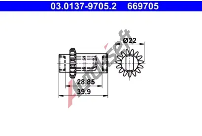 ATE Sada psluenstv parkovacch brzdovch elist nastavovac matice AT 669705, 03.0137-9705.2