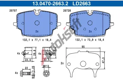 ATE Sada brzdovch destiek ATE Ceramic AT LD2663, 13.0470-2663.2