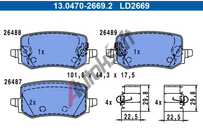 ATE Sada brzdovch destiek ATE Ceramic AT LD2669, 13.0470-2669.2