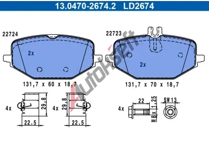 ATE Sada brzdovch destiek ATE Ceramic AT LD2674, 13.0470-2674.2