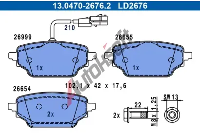 ATE Sada brzdovch destiek ATE Ceramic AT LD2676, 13.0470-2676.2