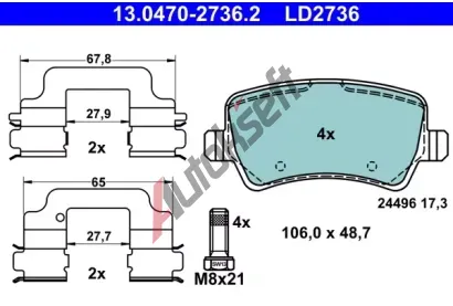 ATE Sada brzdovch destiek ATE Ceramic AT LD2736, 13.0470-2736.2