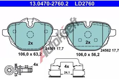ATE Sada brzdovch destiek ATE Ceramic AT LD2760, 13.0470-2760.2