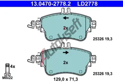 ATE Sada brzdovch destiek ATE Ceramic AT LD2778, 13.0470-2778.2