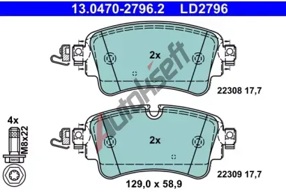ATE Sada brzdovch destiek ATE Ceramic AT LD2796, 13.0470-2796.2