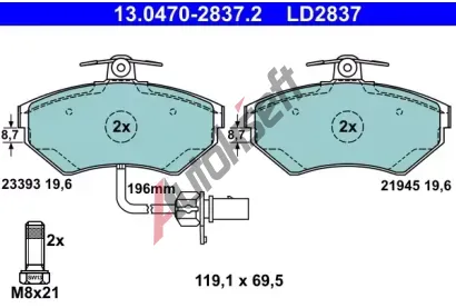 ATE Sada brzdovch destiek Ceramic AT 23393, AT LD2837