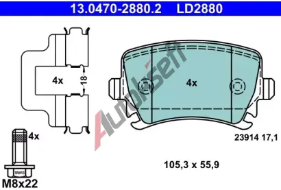 ATE Sada brzdovch destiek Ceramic AT 23914, AT LD2880