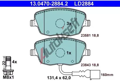 ATE Sada brzdovch destiek Ceramic AT 23843, AT LD2884