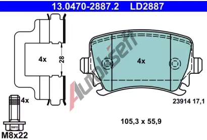 ATE Sada brzdovch destiek Ceramic AT 23914, AT LD2887