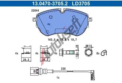 ATE Sada brzdových destiček ATE Ceramic AT LD3705, 13.0470-3705.2 ATE Sada brzdových destiček ATE Ceramic AT LD3705, 13.0470-3705.2