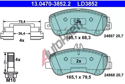 ATE Sada brzdovch destiek Ceramic AT 24868, AT LD3852