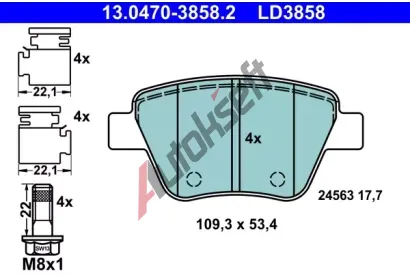 ATE Sada brzdovch destiek ATE Ceramic AT LD3858, 13.0470-3858.2