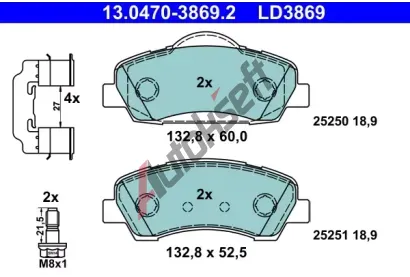 ATE Sada brzdovch destiek ATE Ceramic AT LD3869, 13.0470-3869.2