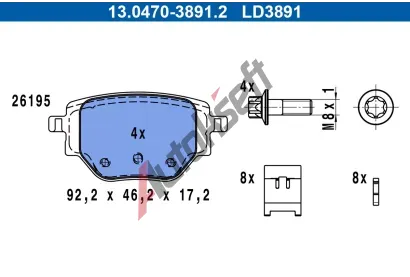 ATE Sada brzdovch destiek ATE Ceramic AT LD3891, 13.0470-3891.2
