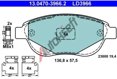 ATE Sada brzdovch destiek Ceramic AT LD3966, AT 23600