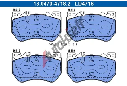 ATE Sada brzdových destiček ATE Ceramic AT LD4718, 13.0470-4718.2 ATE Sada brzdových destiček ATE Ceramic AT LD4718, 13.0470-4718.2