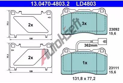 ATE Sada brzdov�ch desti�ek Ceramic AT LD4803, AT 23111