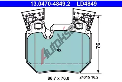 ATE Sada brzdovch destiek ATE Ceramic AT LD4849, 13.0470-4849.2