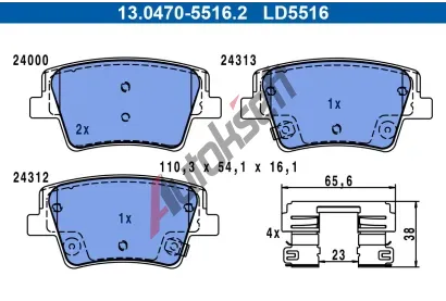 ATE Sada brzdovch destiek ATE Ceramic AT LD5516, 13.0470-5516.2