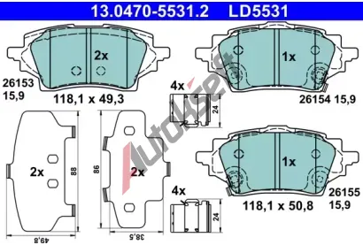 ATE Sada brzdovch destiek ATE Ceramic AT LD5531, 13.0470-5531.2