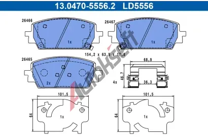 ATE Sada brzdových destiček ATE Ceramic AT LD5556, 13.0470-5556.2  ATE Sada brzdových destiček ATE Ceramic AT LD5556, 13.0470-5556.2