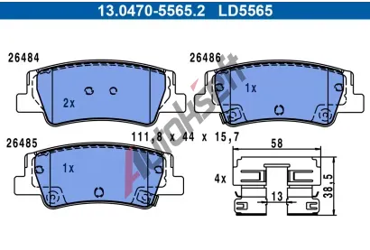ATE Sada brzdovch destiek ATE Ceramic AT LD5565, 13.0470-5565.2