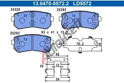 ATE Sada brzdovch destiek ATE Ceramic AT LD5572, 13.0470-5572.2
