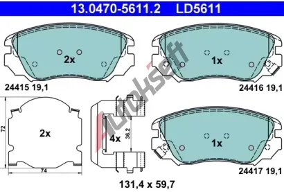 ATE Sada brzdovch destiek Ceramic AT 24417, AT LD5611