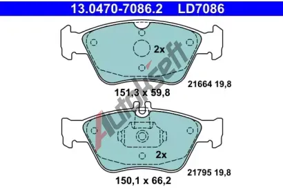 ATE Sada brzdovch destiek Ceramic AT LD7086, AT 21795