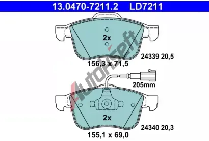 ATE Sada brzdovch destiek Ceramic AT 24340, AT LD7211