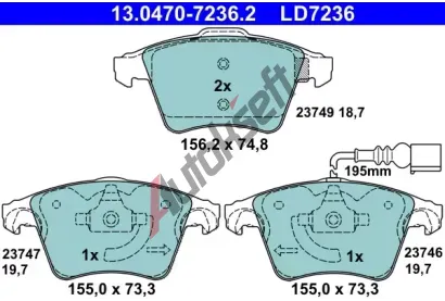 ATE Sada brzdovch destiek ATE Ceramic AT LD7236, 13.0470-7236.2