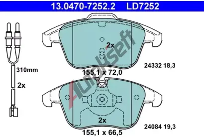 ATE Sada brzdovch destiek Ceramic AT LD7252, AT 24332