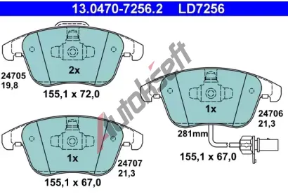 ATE Sada brzdovch destiek Ceramic AT 24707, AT LD7256