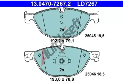ATE Sada brzdovch destiek ATE Ceramic AT LD7267, 13.0470-7267.2