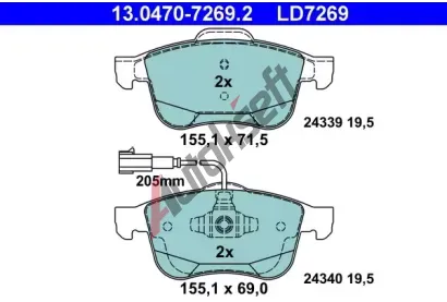 ATE Sada brzdovch destiek Ceramic AT 24340, AT LD7269