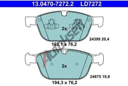 ATE Sada brzdovch destiek ATE Ceramic AT LD7272, 13.0470-7272.2
