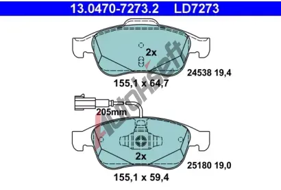 ATE Sada brzdovch destiek Ceramic AT 25180, AT LD7273