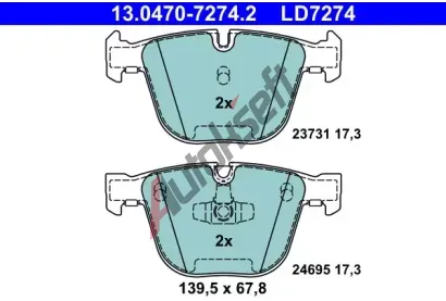 ATE Sada brzdovch destiek ATE Ceramic AT LD7274, 13.0470-7274.2