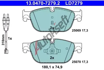 ATE Sada brzdovch destiek ATE Ceramic AT LD7279, 13.0470-7279.2