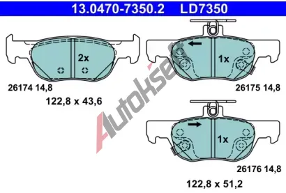 ATE Sada brzdovch destiek ATE Ceramic AT LD7350, 13.0470-7350.2