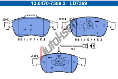 ATE Sada brzdovch destiek ATE Ceramic AT LD7369, 13.0470-7369.2