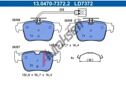 ATE Sada brzdovch destiek ATE Ceramic AT LD7372, 13.0470-7372.2