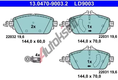 ATE Sada brzdovch destiek ATE Ceramic AT LD9003, 13.0470-9003.2