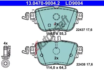 ATE Sada brzdových destiček ATE Ceramic AT LD9004, 13.0470-9004.2  ATE Sada brzdových destiček ATE Ceramic AT LD9004, 13.0470-9004.2
