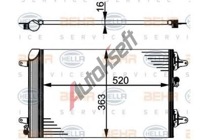 BEHR HELLA SERVICE Kondenztor klimatizace BEHR HELLA SERVICE Version ALTERNATIVE BHS 8FC 351 301-524, 8FC 351 301-524