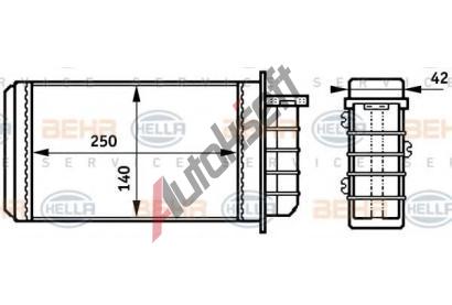 BEHR HELLA SERVICE Vmnk tepla vnitnho vytpn BHS 8FH 351 313-191, 8FH 351 313-191