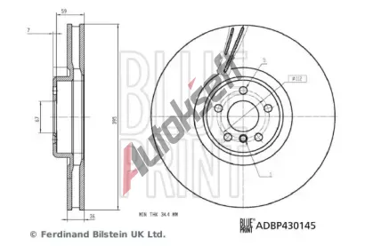 BLUE PRINT Brzdov kotou - 395 mm BLP ADBP430145, ADBP430145