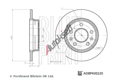 BLUE PRINT Brzdový kotouč - 274 mm BLP ADBP430220, ADBP430220 BLUE PRINT Brzdový kotouč - 274 mm BLP ADBP430220, ADBP430220