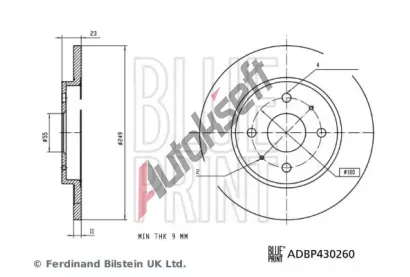 BLUE PRINT Brzdov� kotou� - 249 mm BLP ADBP430260, ADBP430260